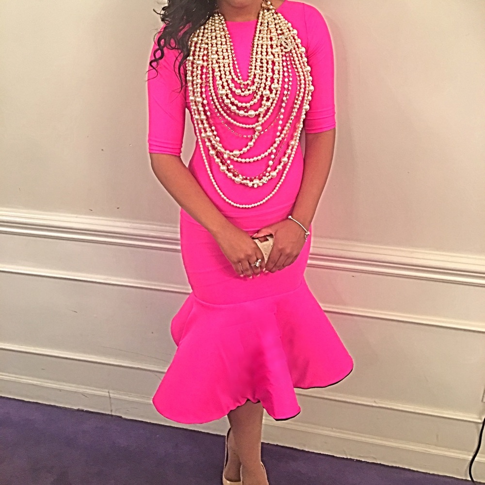 Pink Lucy Peplum Hem Dress